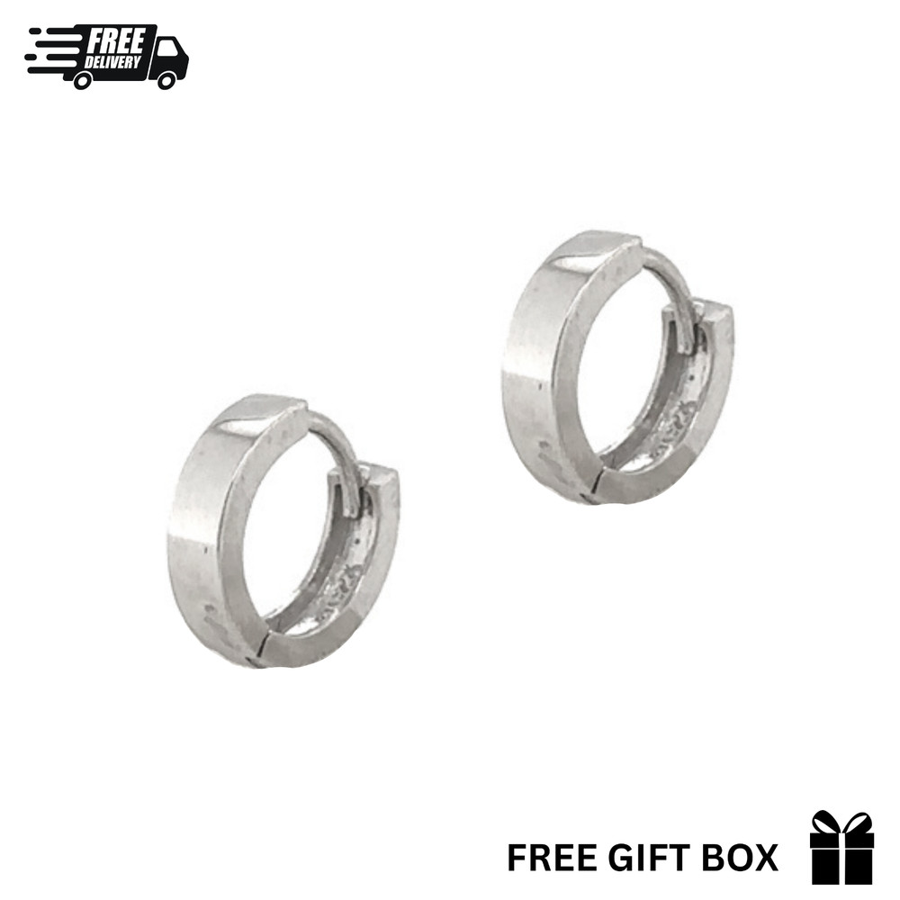 Sterling Silver 925 Round Huggies Hoop Earring