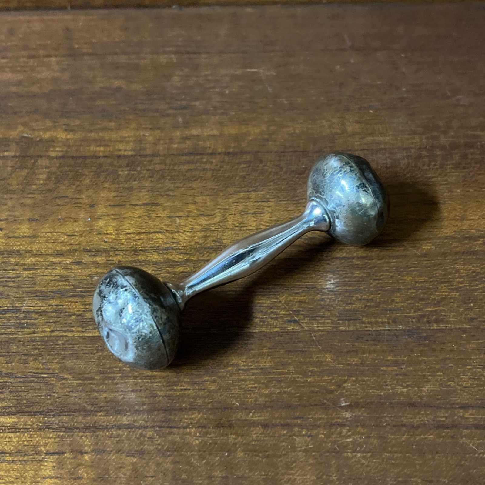 VTG 1930s-40s WEB Sterling Silver Baby Rattle Dumbbell 24 Grams