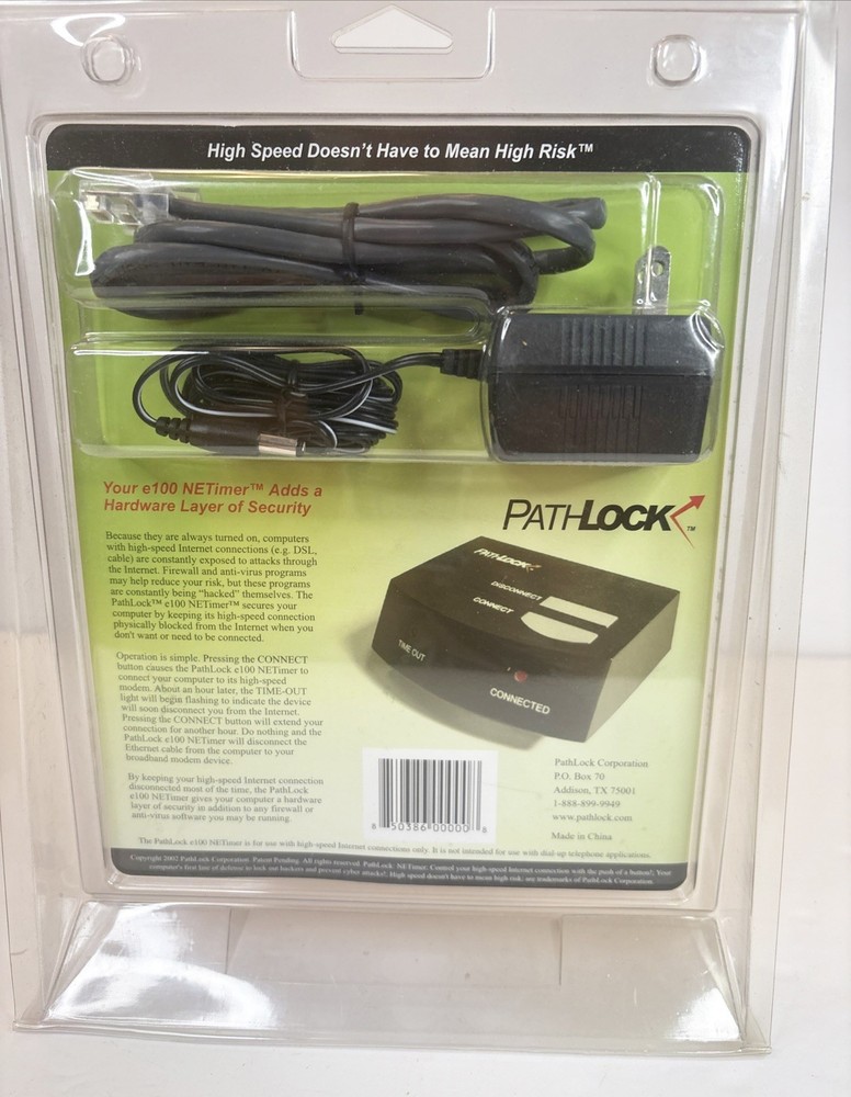 PathLock e100 NETimer Internet Security Timer DSL Cable Modem New Sealed