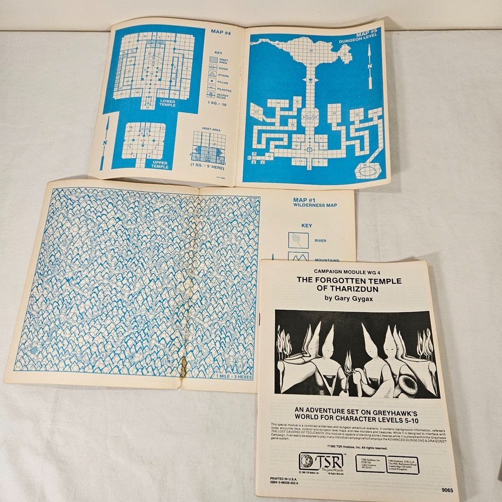 Advanced Dungeons & Dragons World of Greyhawk Guide Glossography Map + 2 Modules