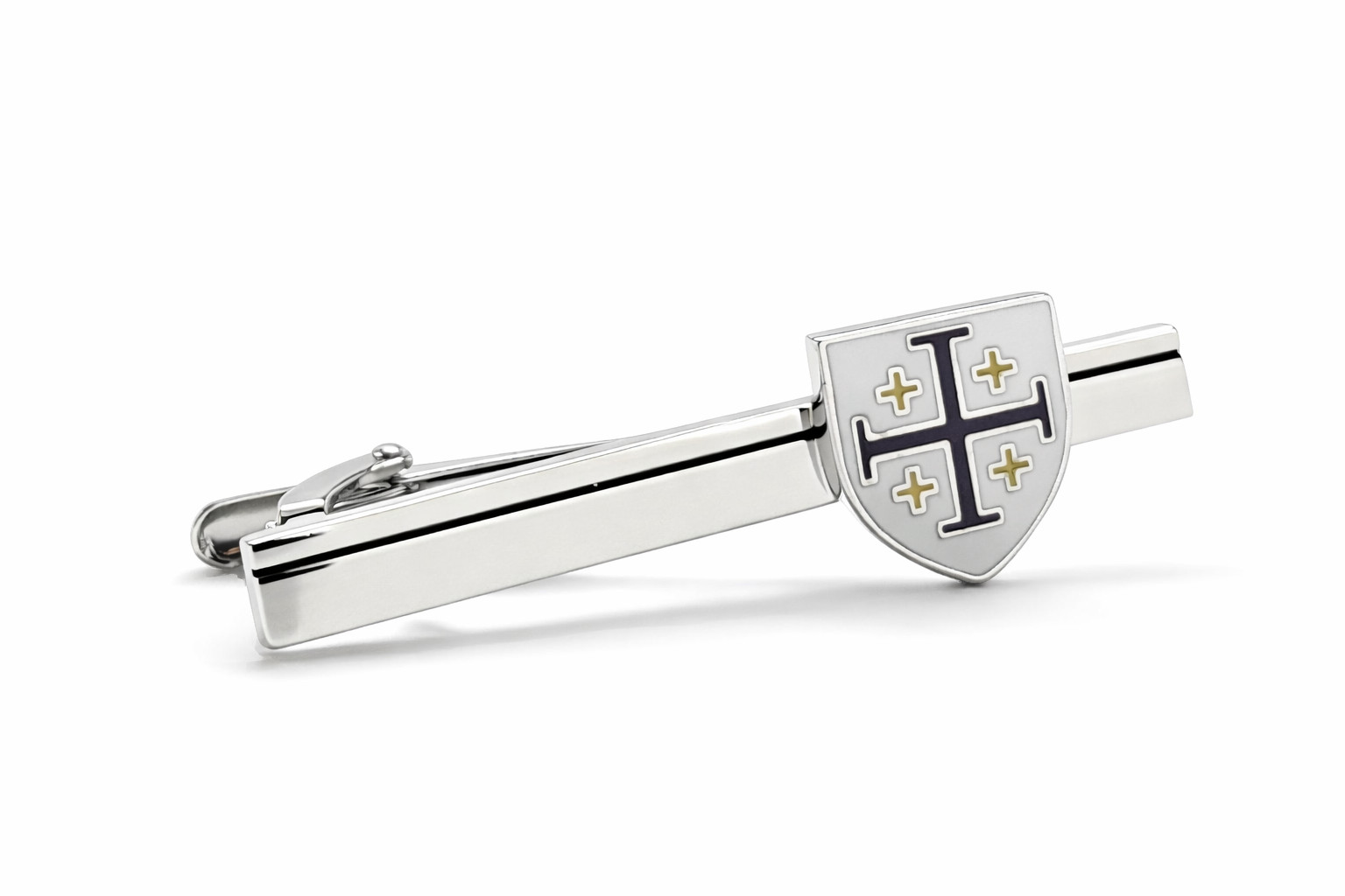 Jerusalem Cross Shield Tie Clip Silver Christian Religious Tie Bar Me