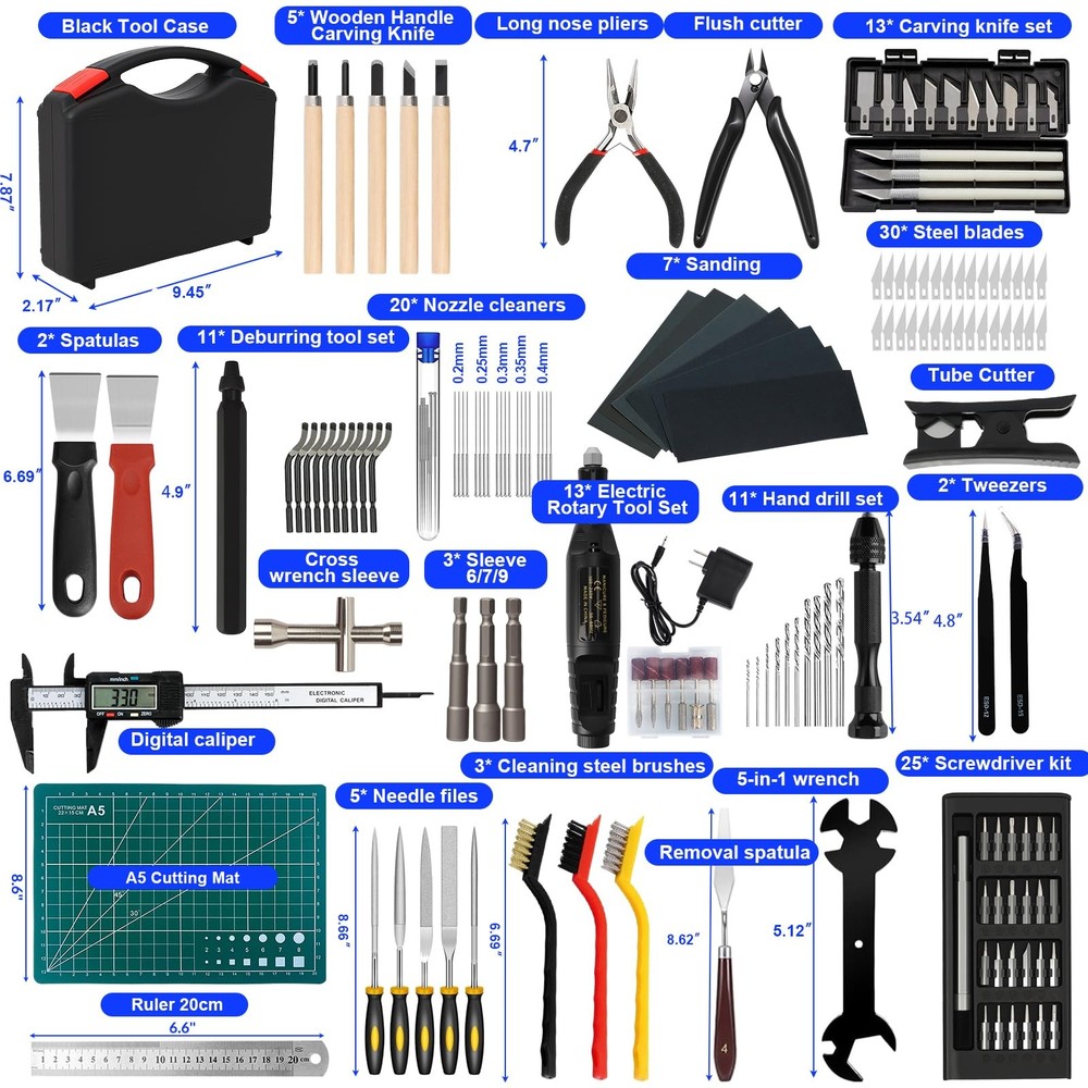 158 PCS 3D Printing Tool Kit, Accessories with Nozzle 158PCS