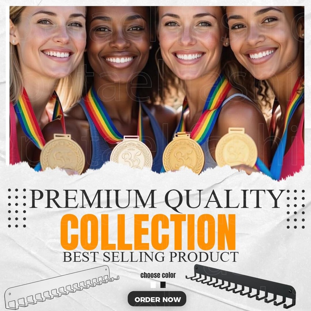 Premium Marathon Medal Display Rack Runner Wall Holder