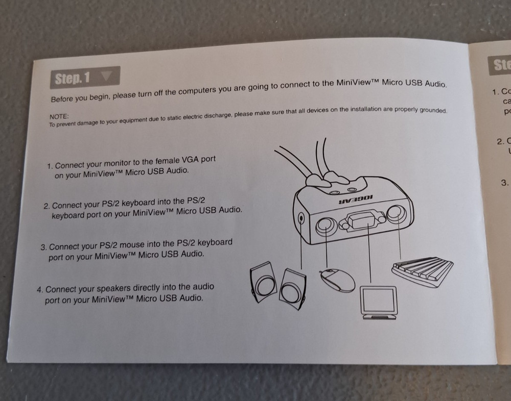 IOGEAR usb audio KVM switch model GCS712U Controls 2 computers SEE Details