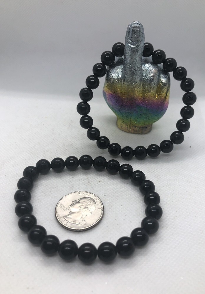 Stretch beaded 8mm bracelet Rainbow Obsidian