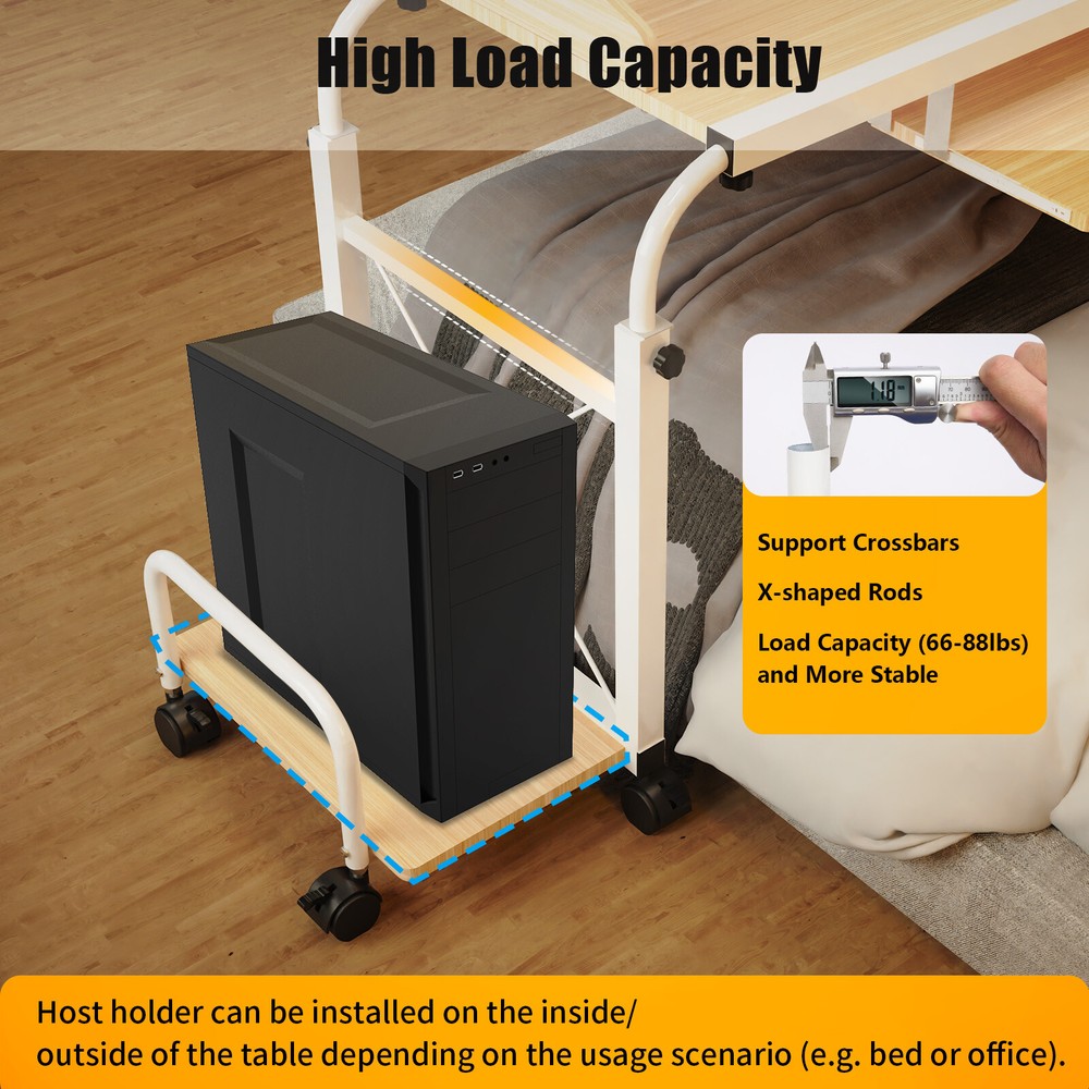 Mobile Adjustable Home Office Desk - Cross-Bed Stretchable & Movable Design