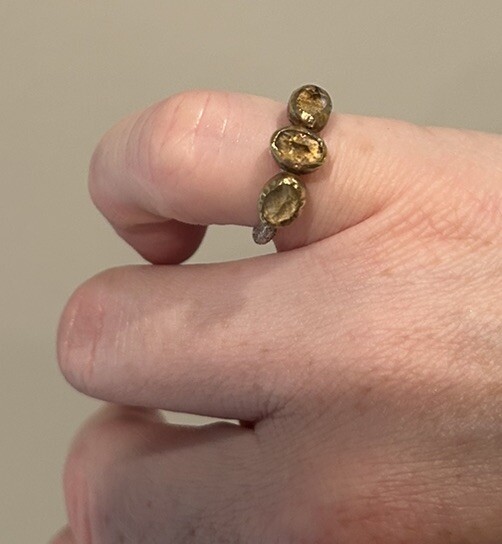 Yellow Citrine 3 Stone Ring