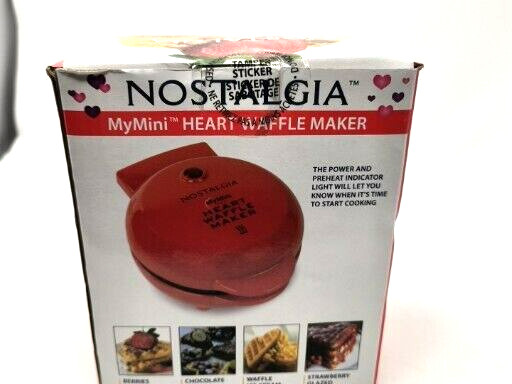 Nostalgia My Mini Waffle Maker 5" Cooking Surface, Open Box Never Used, Red