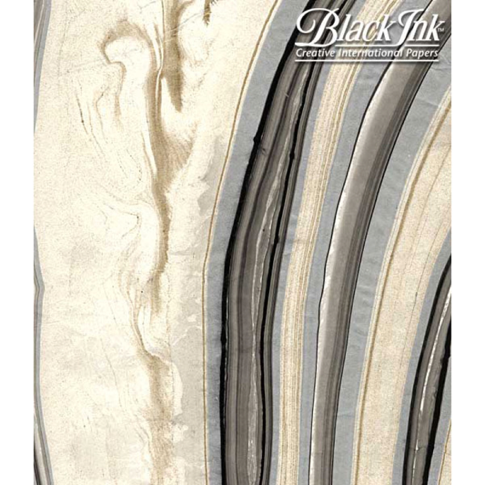 Paper Thai Marbled Blk/Gold/Silver 24X36