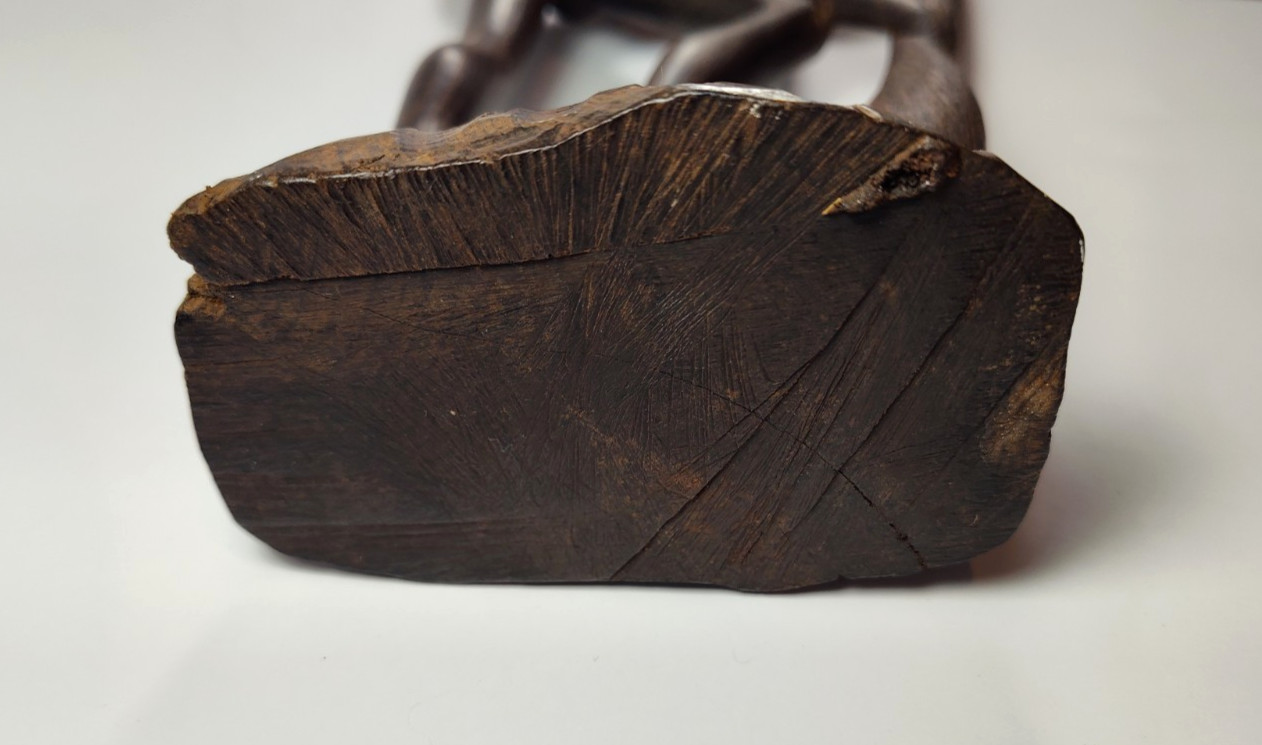 Hand Carved Ebony Wood Makonde "Tree of Life" Sculpture Intertwined Figures 17"