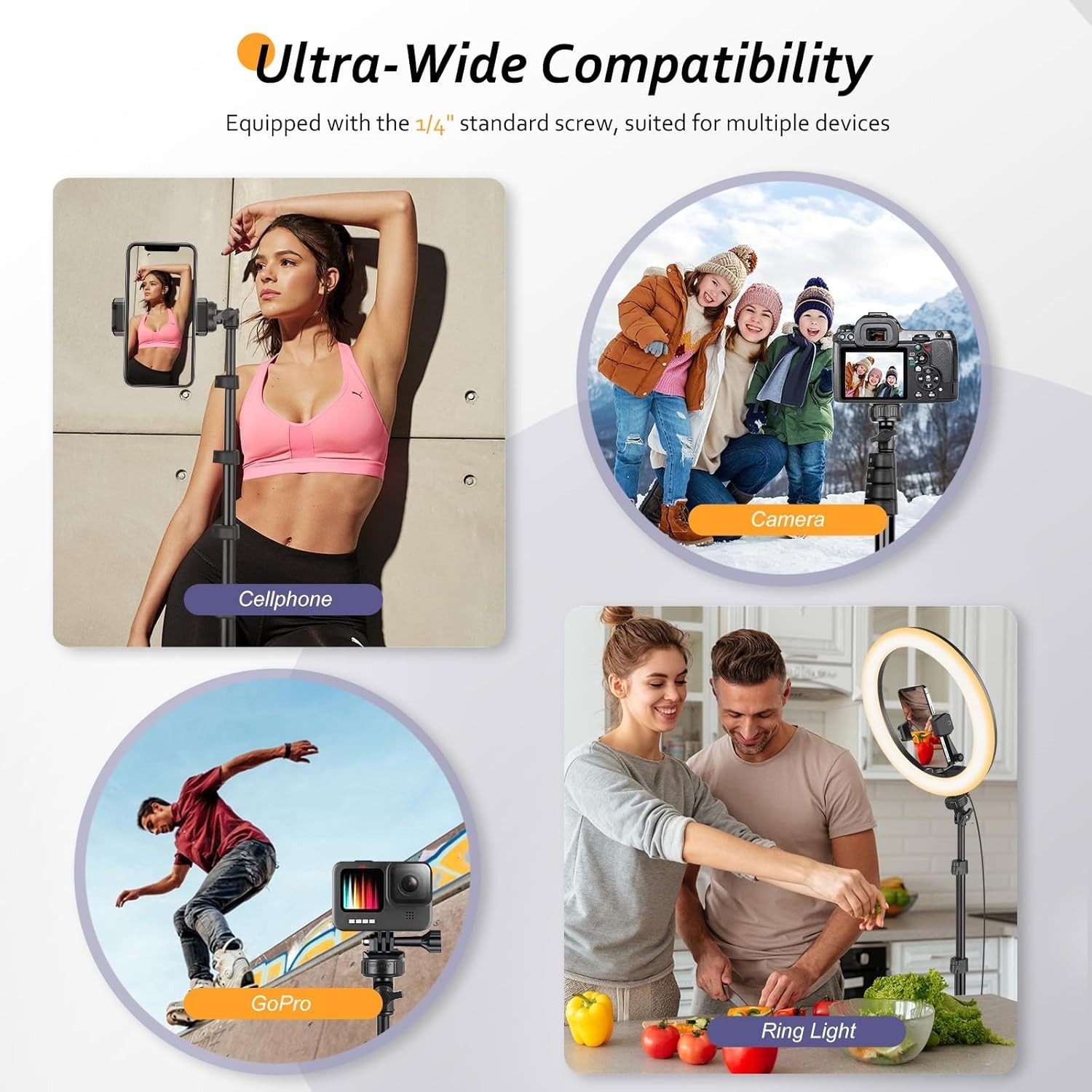 62“ Lightweight Phone Tripod w/Remote, Adjustable Perfect for Vlogging &Selfies