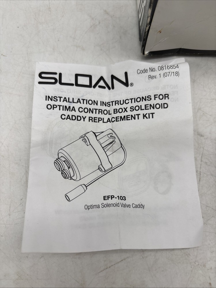 SLOAN EFP103A Optima plus Control Box Solenoid Caddy Replacement Kit