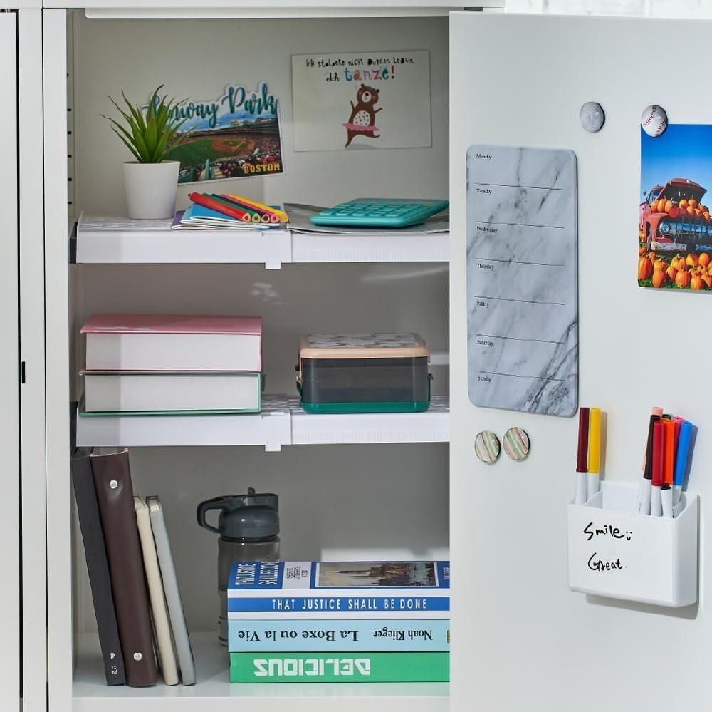 Extendable Locker Shelf in White - Freestanding Solution for Organizing Supplies