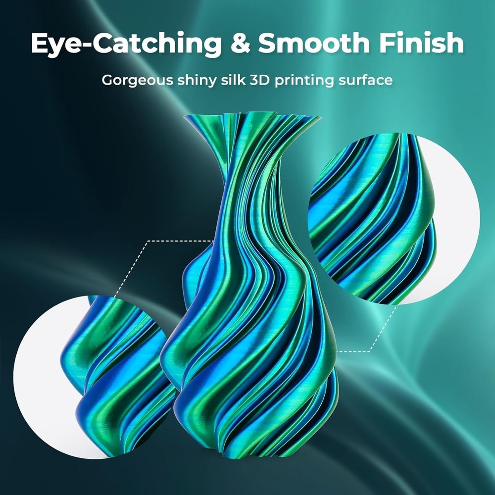 Precision Silk PLA Dual Color Filament Pack - 4 Spools for Creative 3D Projects