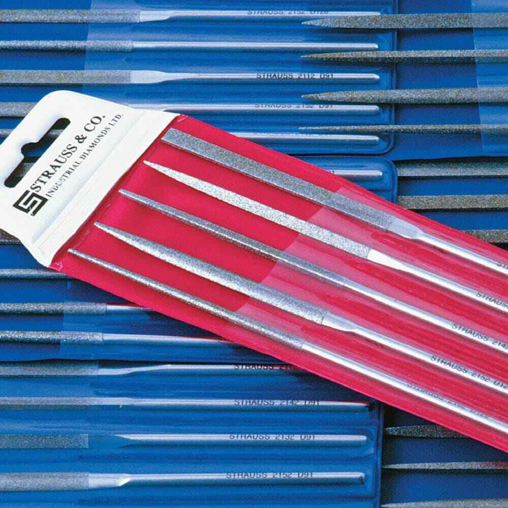 Strauss 6 Piece Diamond Pattern File Set 5-1/2" Long, Medium Coarseness, Roun...