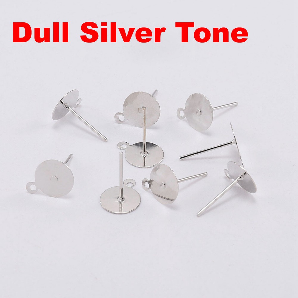 200 pcs Flat Blank Pad with Loop Earring Ear Post Stud & Stopper Dangle Earring