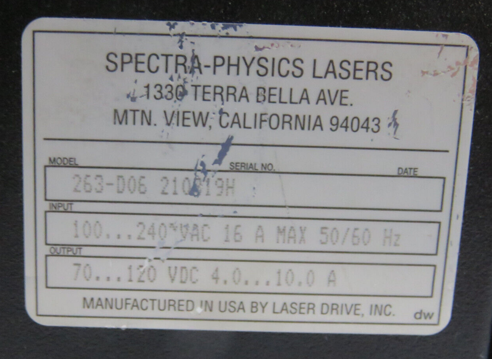 Spectra-Physics / JDSU 263D Argon Laser Power Supply