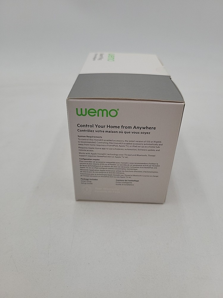 WeMo Smart Plug White Thread Bluetooth Apple HomeKit Easy Setup WSP100