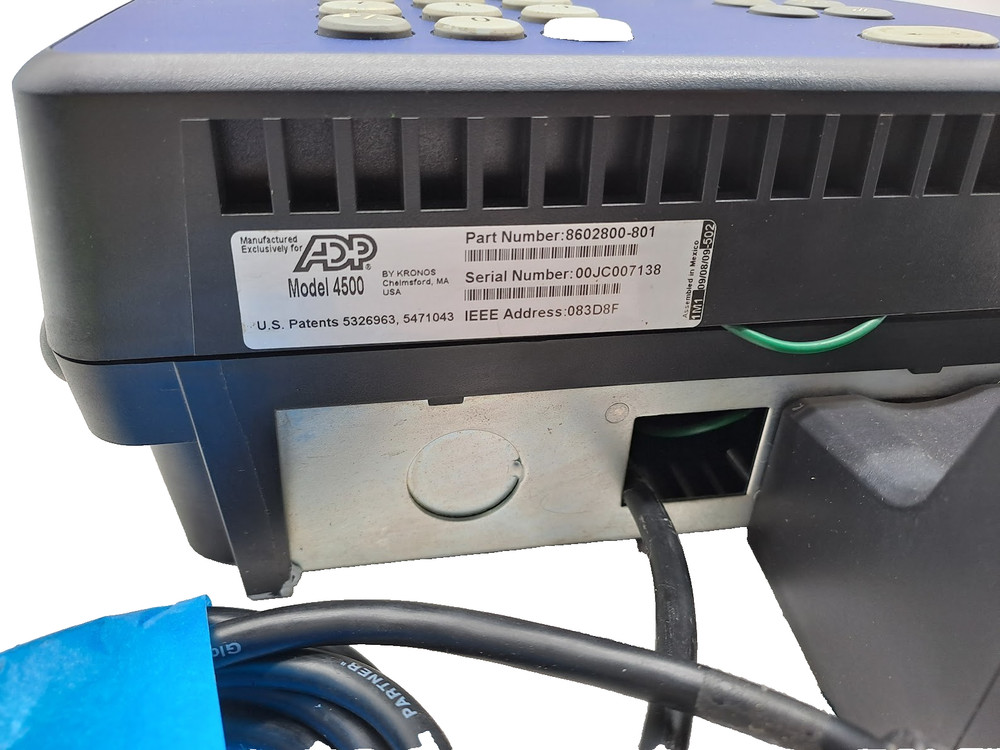 ADP 4500 Employee Time Clock Quick Punch Touch ID by Kronos