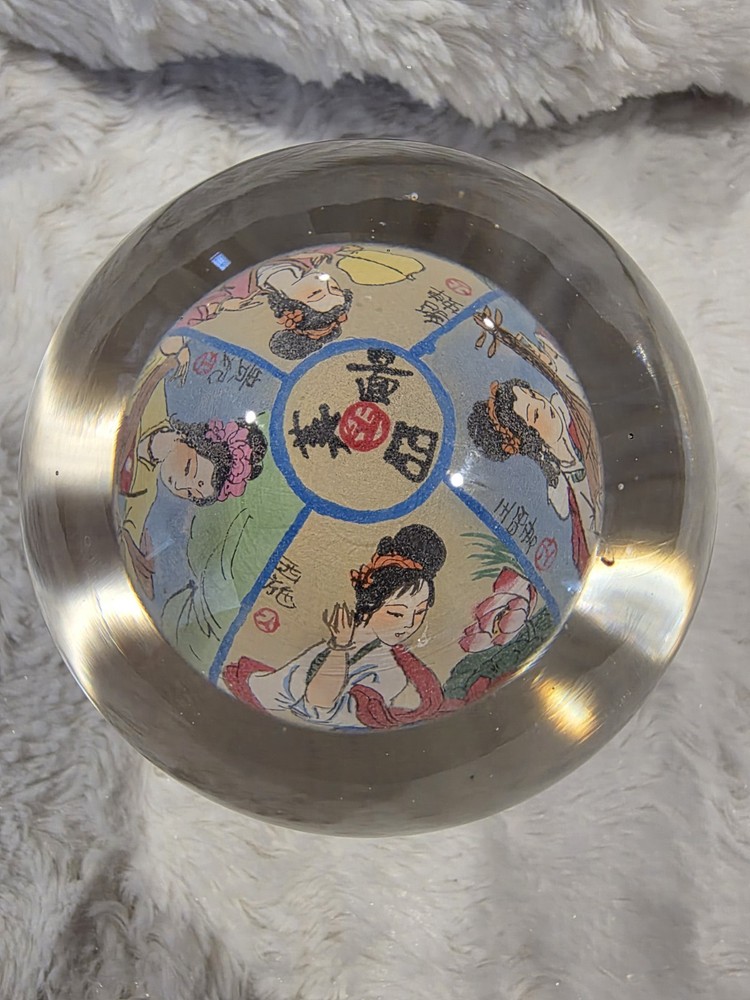 Vintage Reverse Hand Painted Crystal Ball ( WITHOUT STAND)