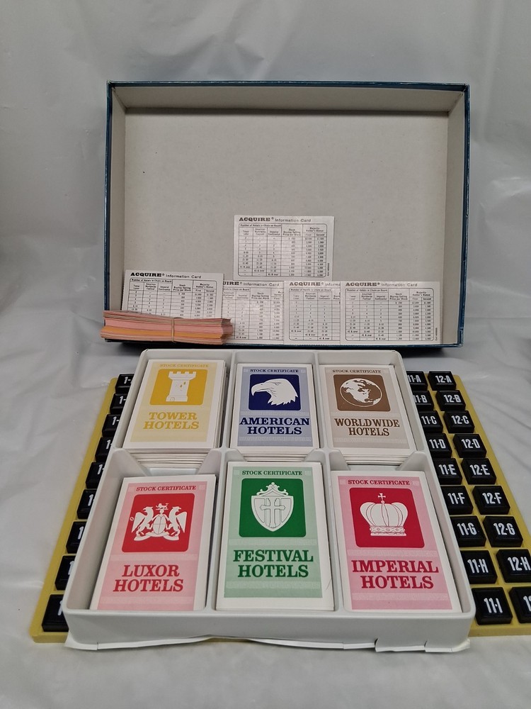 Vintage Acquire Board Game - Rare REVERSE 3-E Error - Avalon Hill 1976 COMPLETE