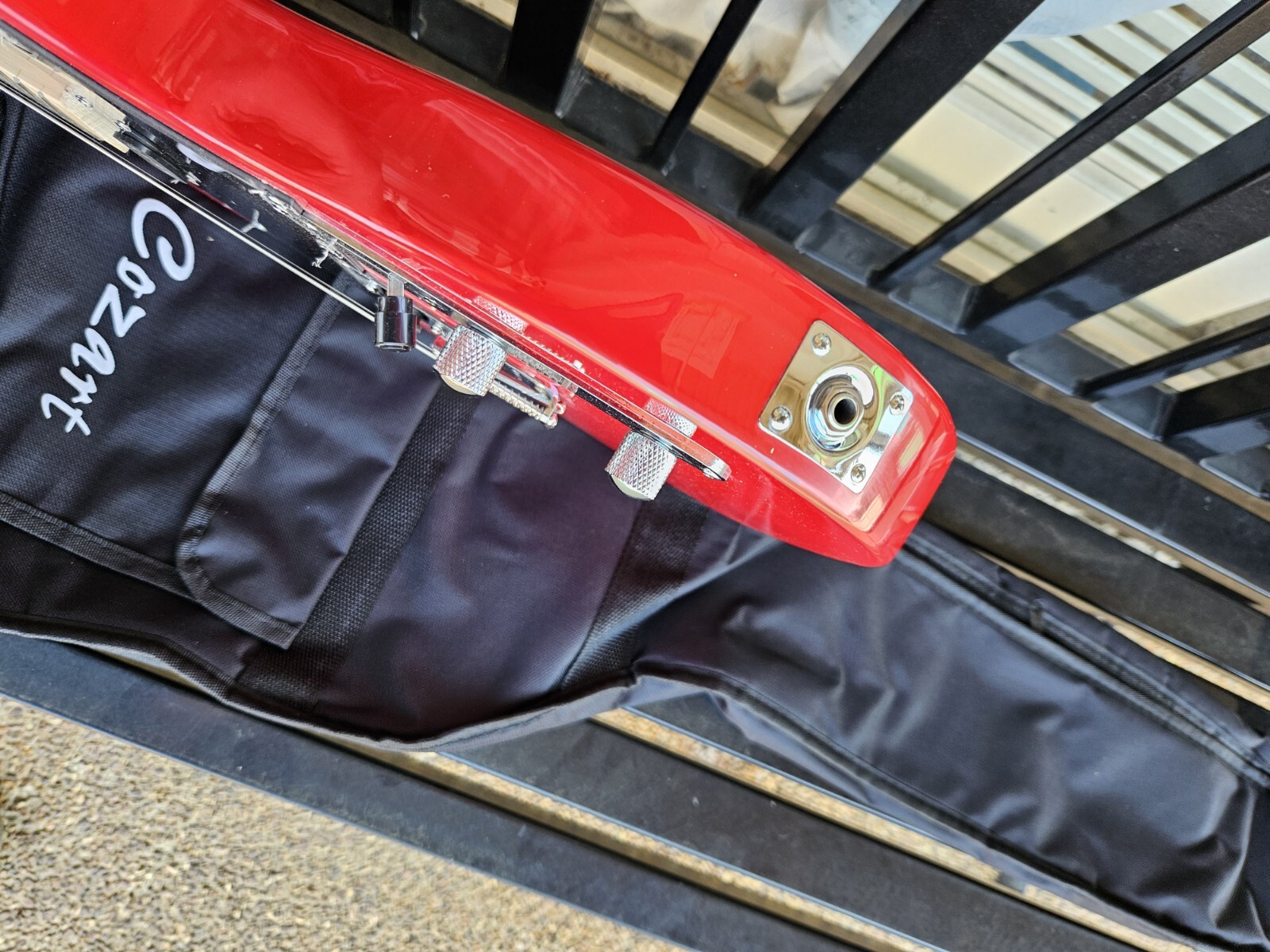 GREAT PLAYING NEW RED TELE-STYLE TENOR 4 STRING ELECTRIC GUITAR W/ GIG BAG