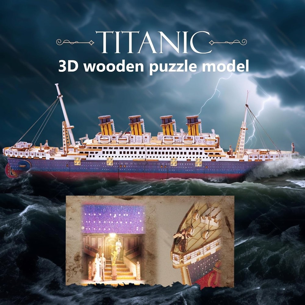 Interactive Titanic 3D Ship Model with LED - Perfect DIY Craft for Home Decor
