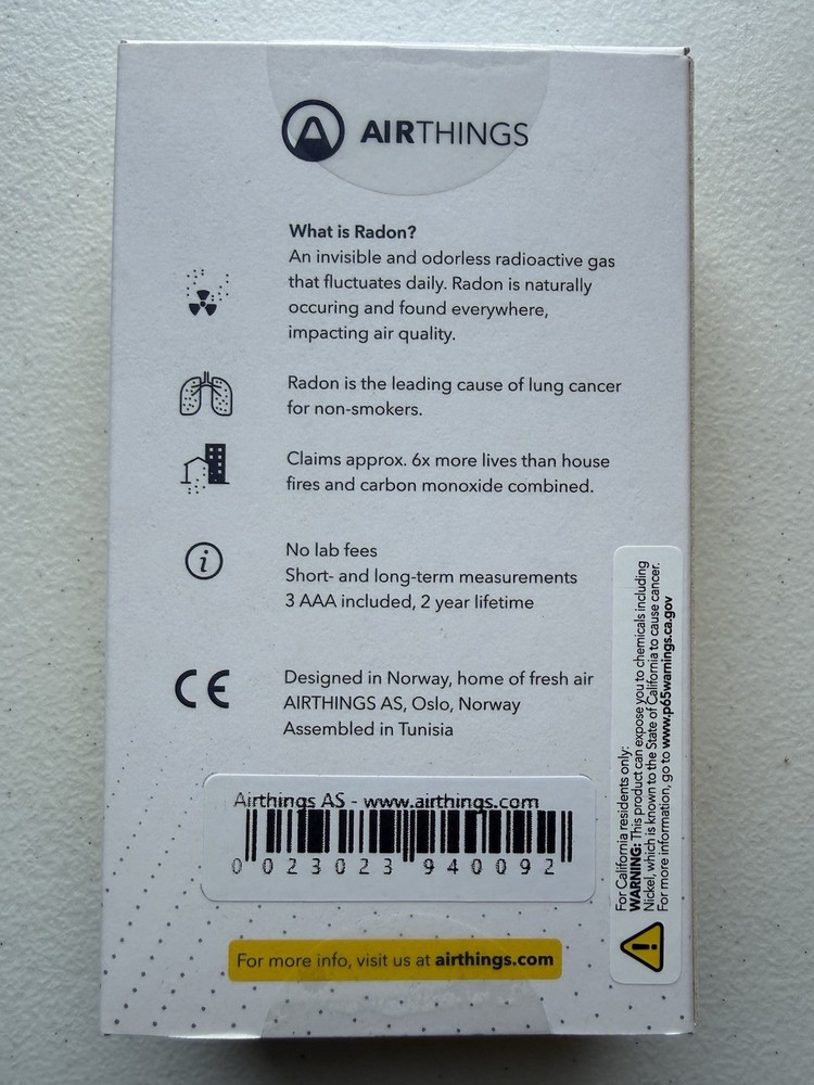 Airthings 223 Corentium Home Radon Detector