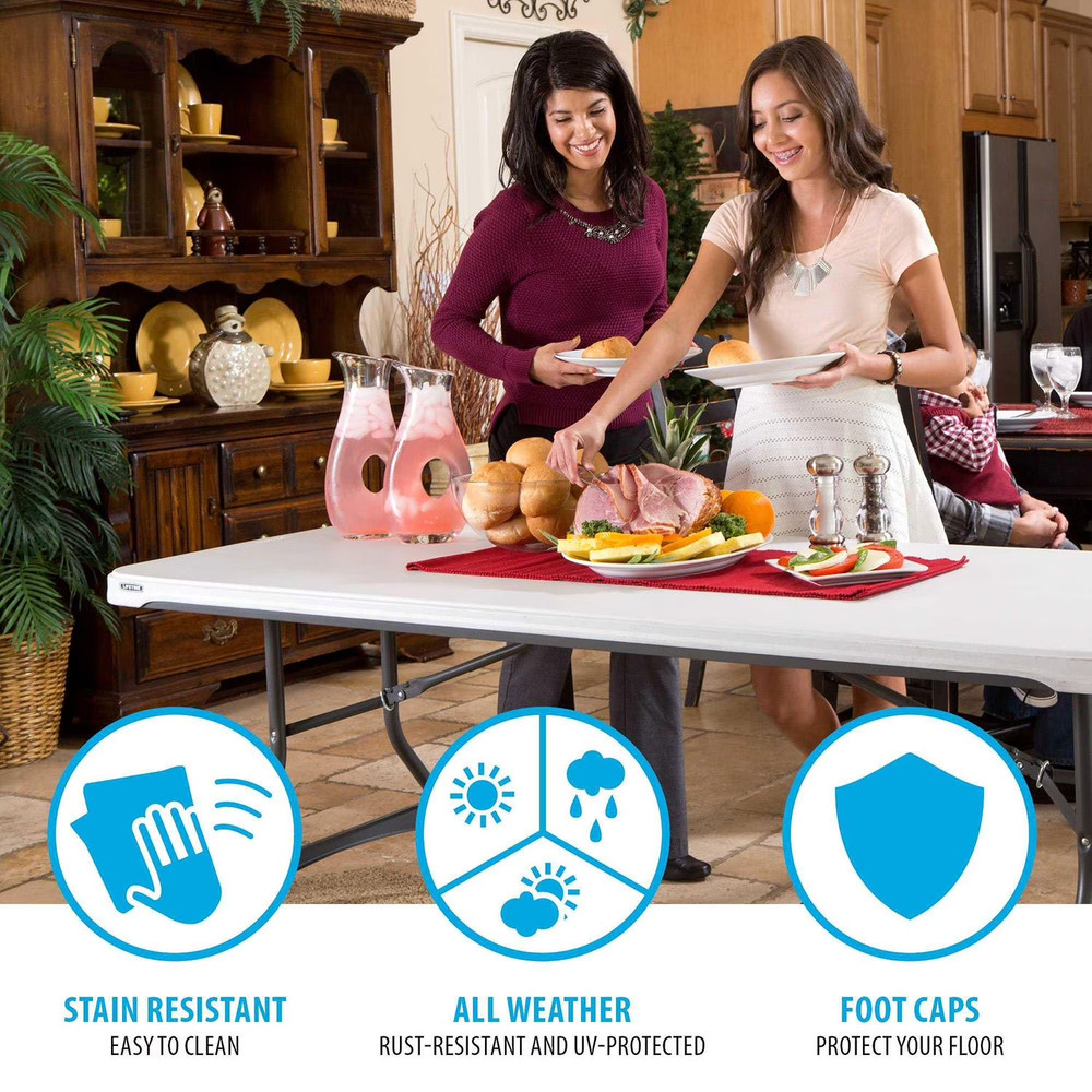 Lifetime 6' Commercial Grade Stacking Folding Table - White Granite