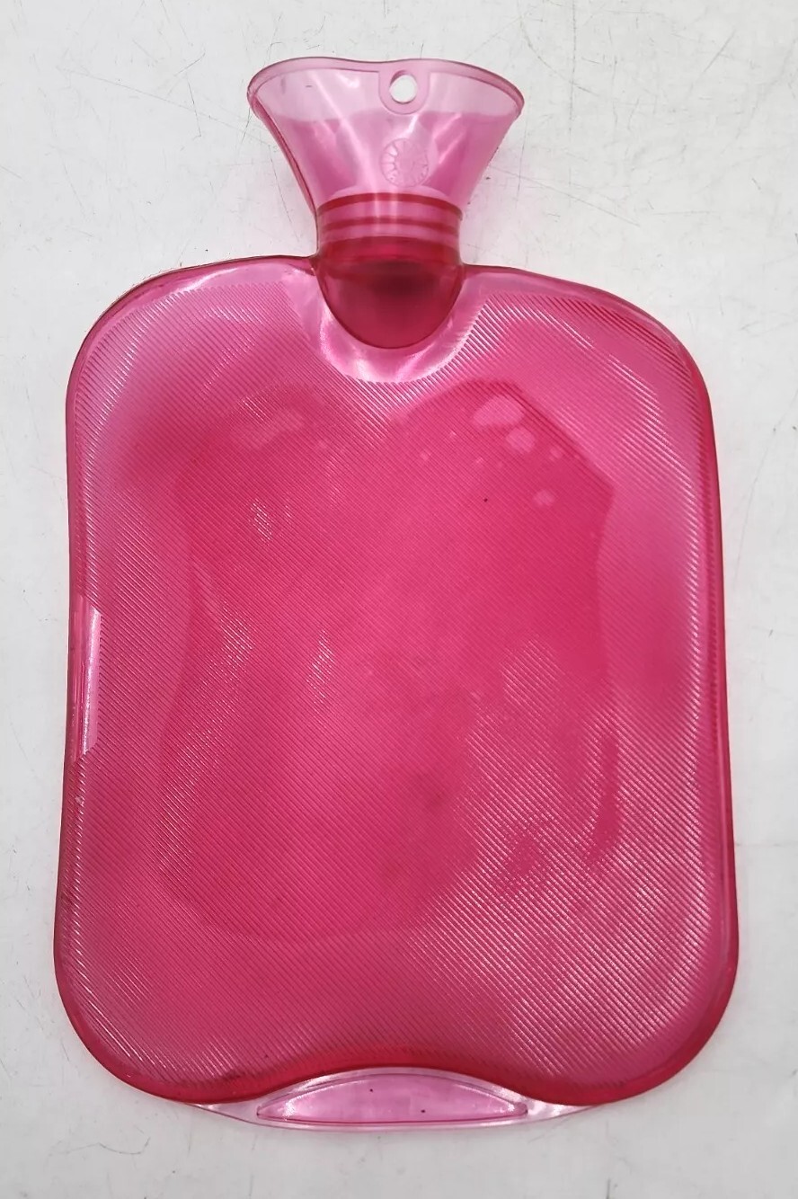 2L/2 Liter Pink Transparent Rubber Hot Water Bag/Bottle w/ Knit Sweater Cover