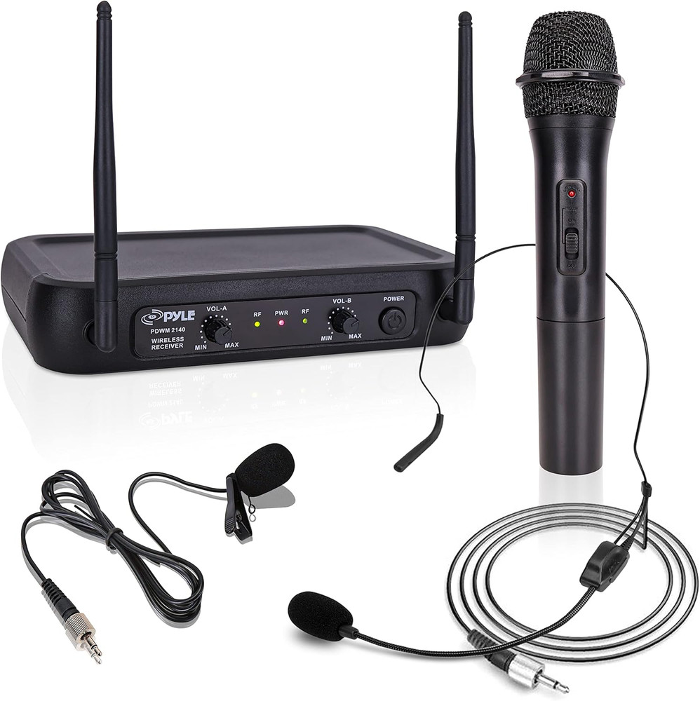 Dual-Channel Wireless Microphone System-Vhf Fixed Dual Frequency Wireless Mic Re