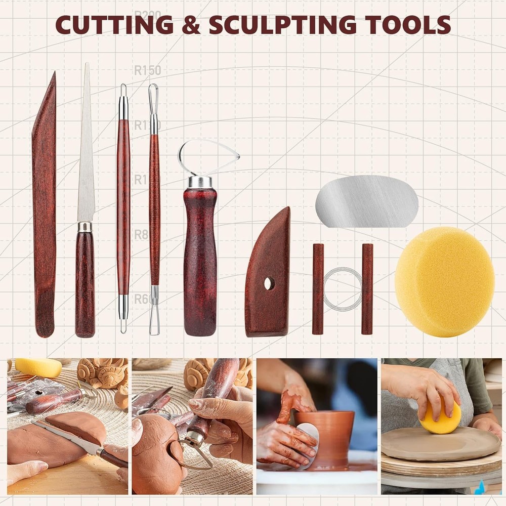 Ceramic Pottery Modeling Tool Kit 23 Piece Clay Sculpting Set