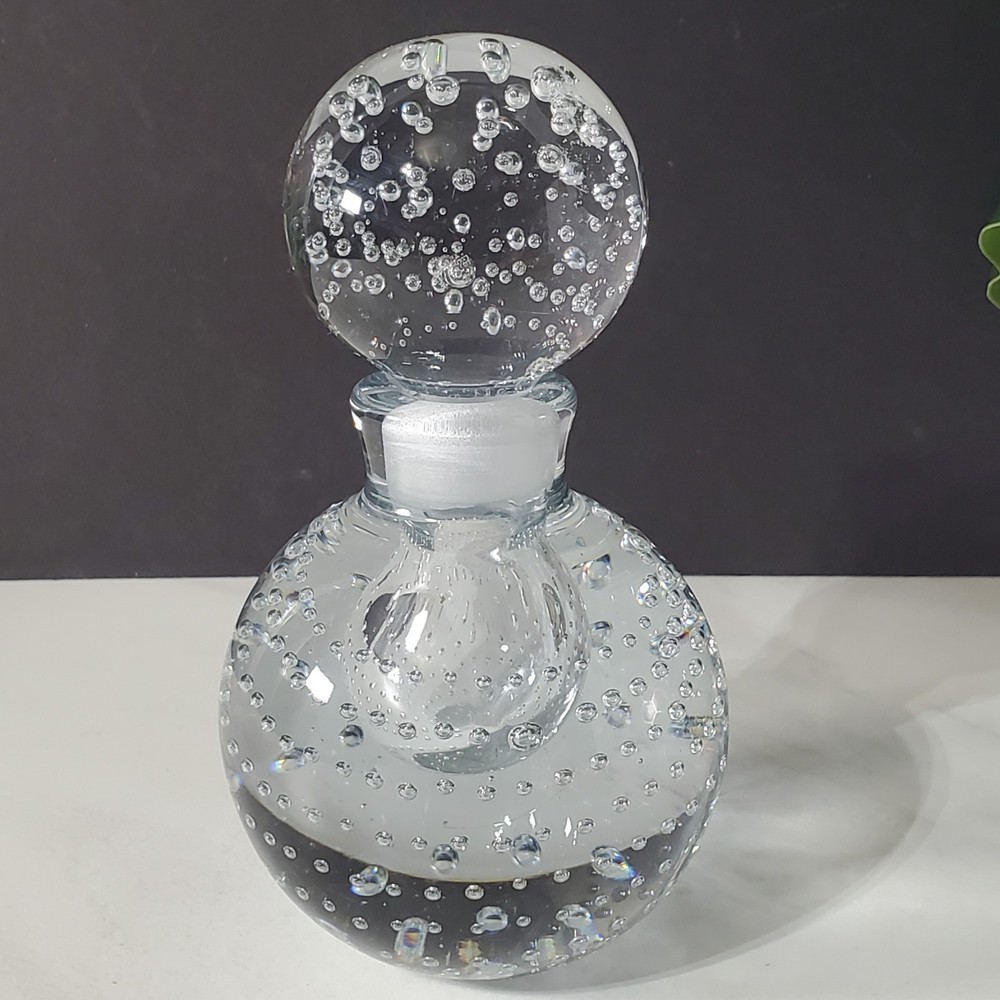 Irice Glass Perfume Bottle with Stopper Controlled Bubble Design Empty