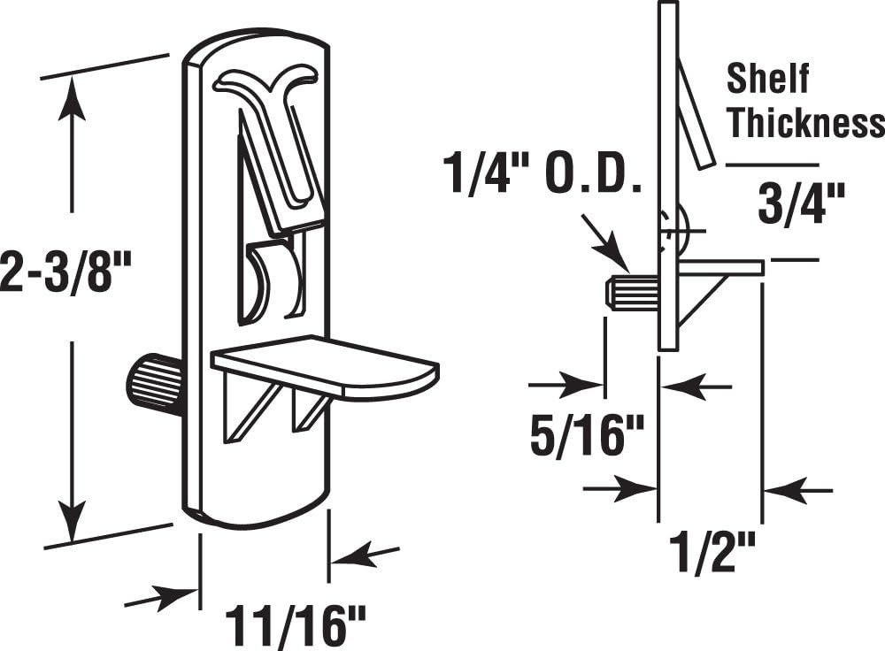 Self-Locking Shelf Support Pegs - 1/4" Diameter Clear Plastic, 4 Pack