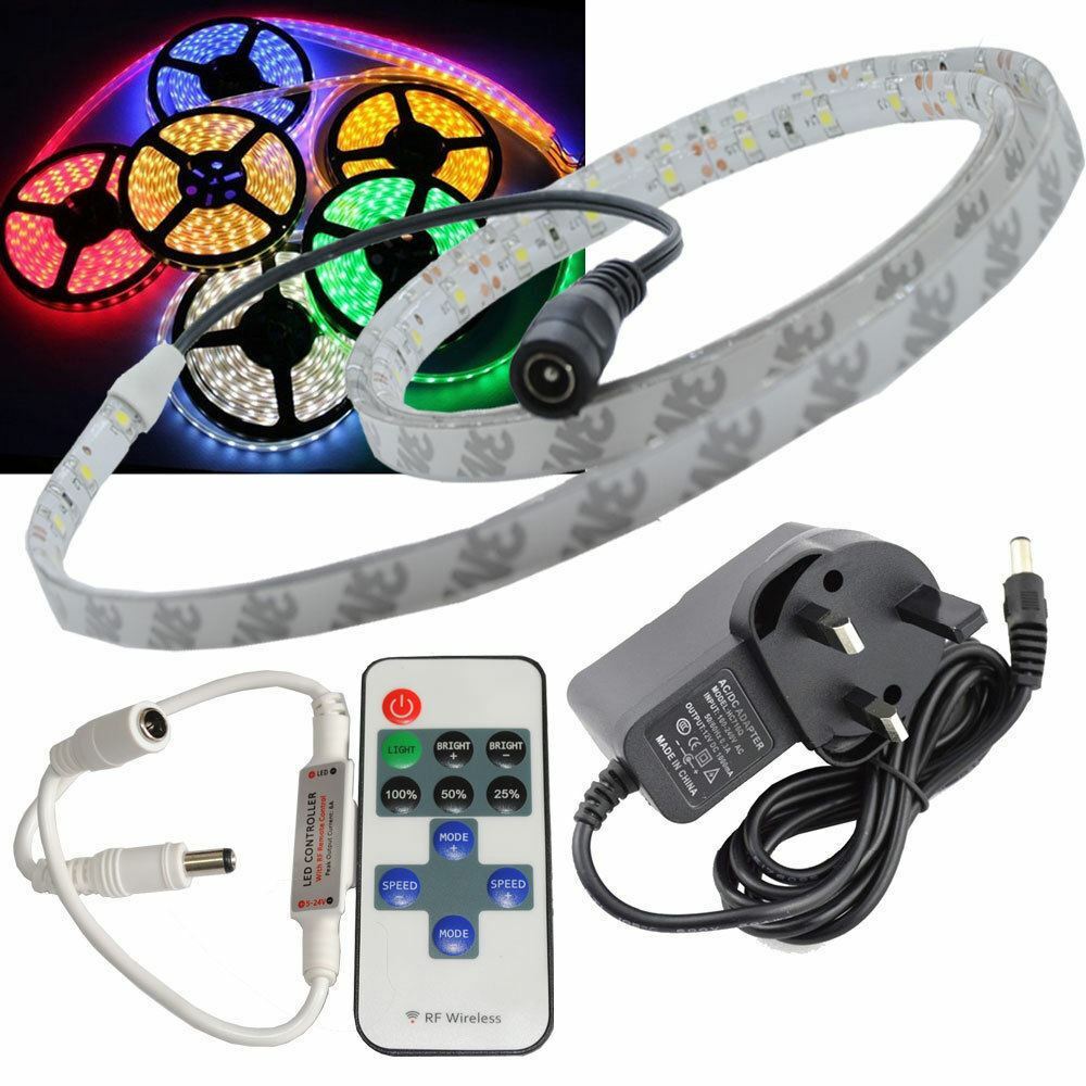 Complete kit 1 meter waterproof LED strip tape, + transformer + RF