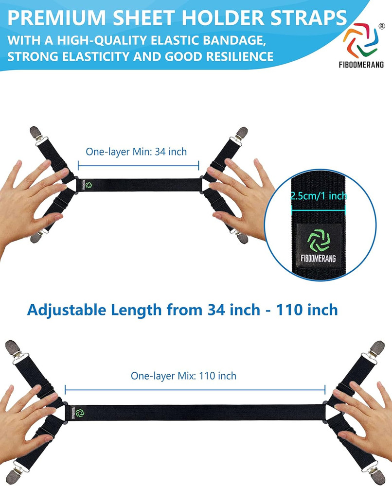 Bed Sheet Holder Straps Adjustable Sheet Stays Keepers With Elastic Bands