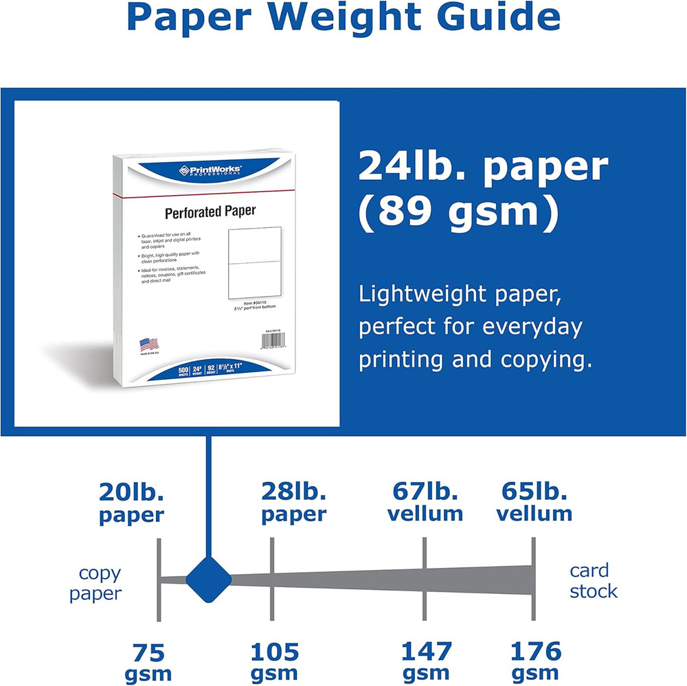 Half Sheet Perforated Paper 8.5X11 W2 1099 Forms A5 Printer Compatible 2500Pk