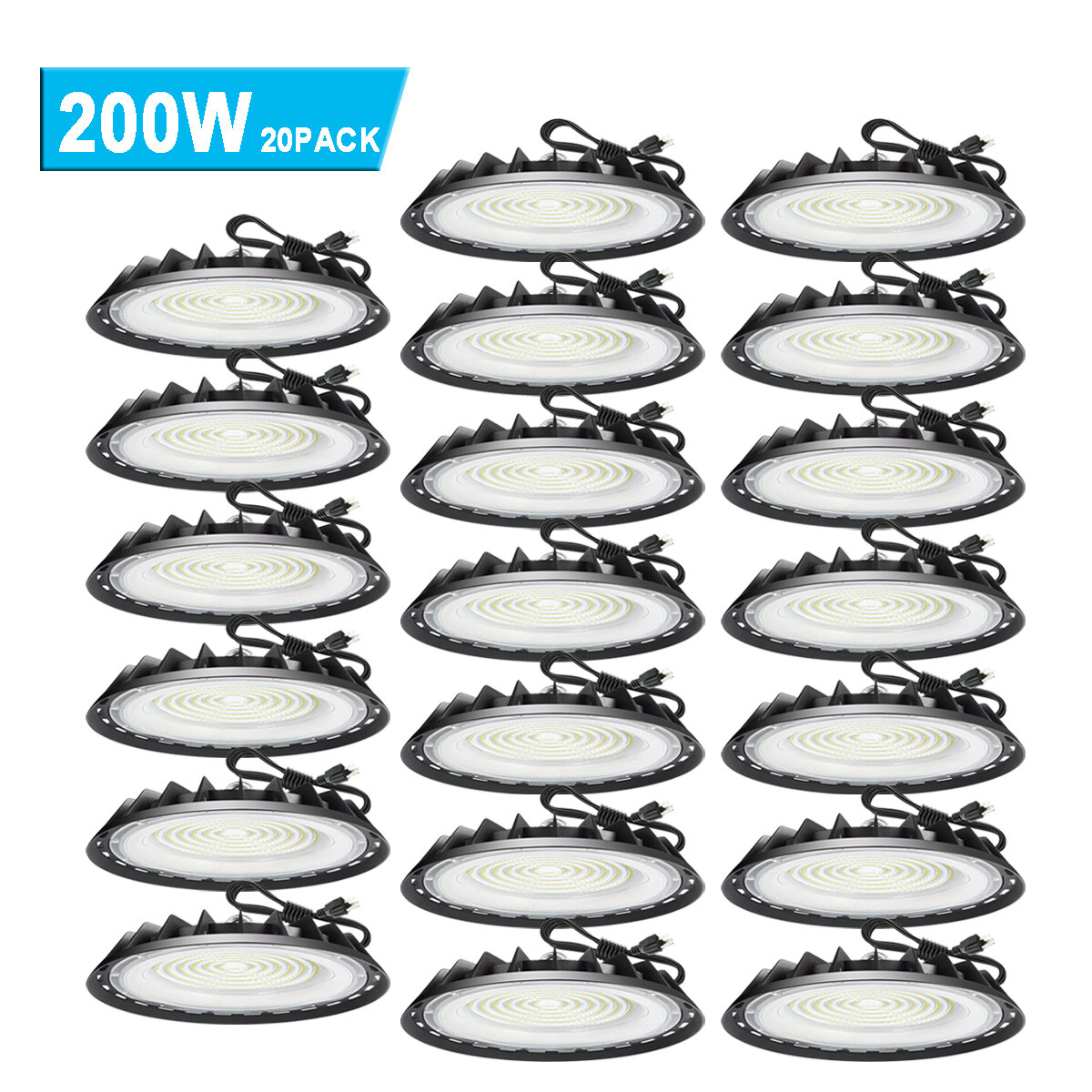 20 Pack 200W UFO LED High Bay Light Commercial Industrial Garage Led Shop Light
