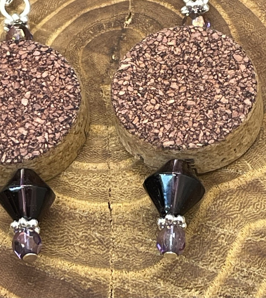 Upcycled Wine Cork Earrings-Handmade