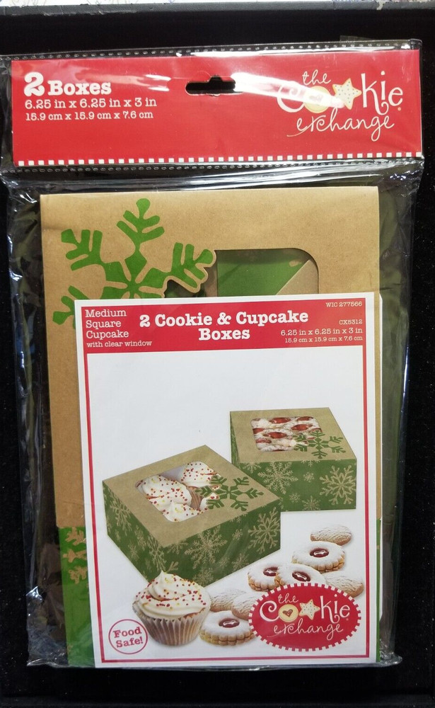 The Cookie Exchange Cookie & Cupcake Bpxes Medium Square Window Snowflake Design
