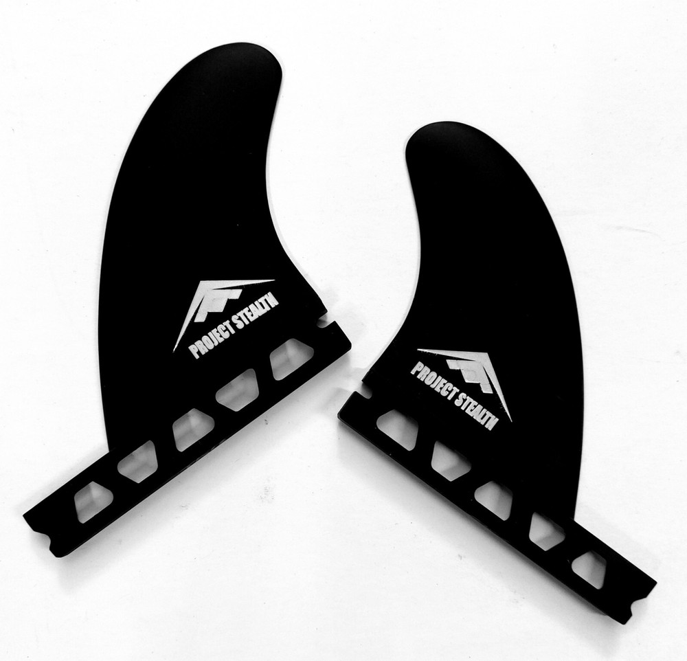 "PROJECT STEALTH" 3.75" SINGLE TAB SURFBOARD  SIDEBITES ALL GLASS  FOR 2+1 SETUP
