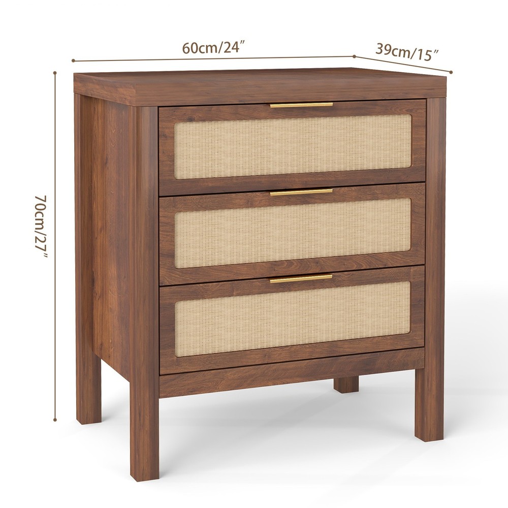 Bedside Table 3 Layers Large Capacity Drawer Design Multifunctional Wooden