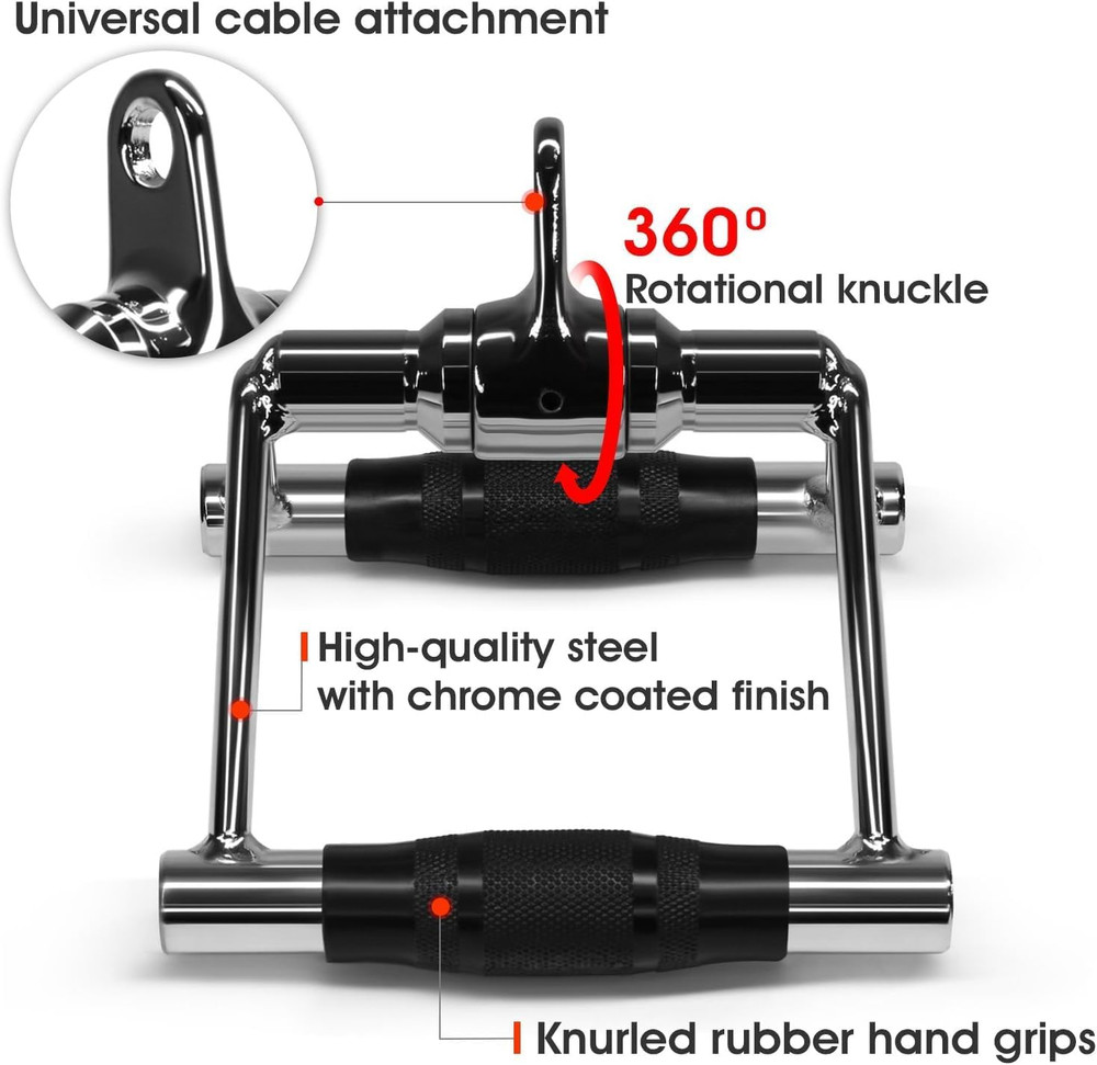 Cable Machine Attachment, Double D Handle & Tricep Rope Cable Attachment, Weight