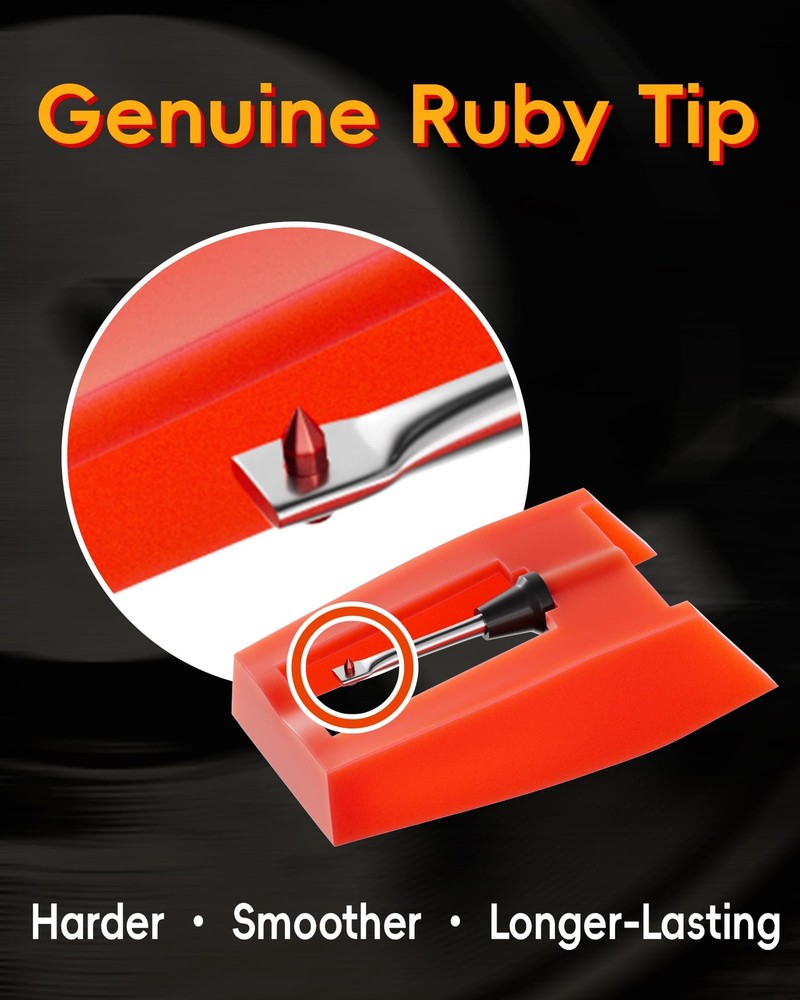 4-Pack Record Player Needles for Crosley, Victrola Turntables - Ruby Stylus