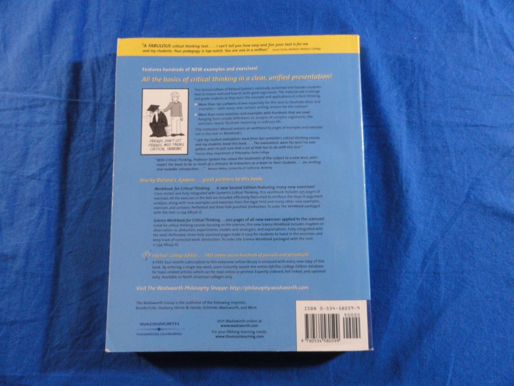 CRITICAL THINKING SECOND EDITION BY RICHARD L. EPSTEIN PAPERBACK BOOK