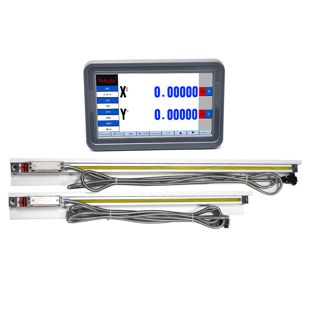2 Axis DRO Digital Readout LCD Touch Screen+2PCS Linear Glass Scale Kit Mill CNC