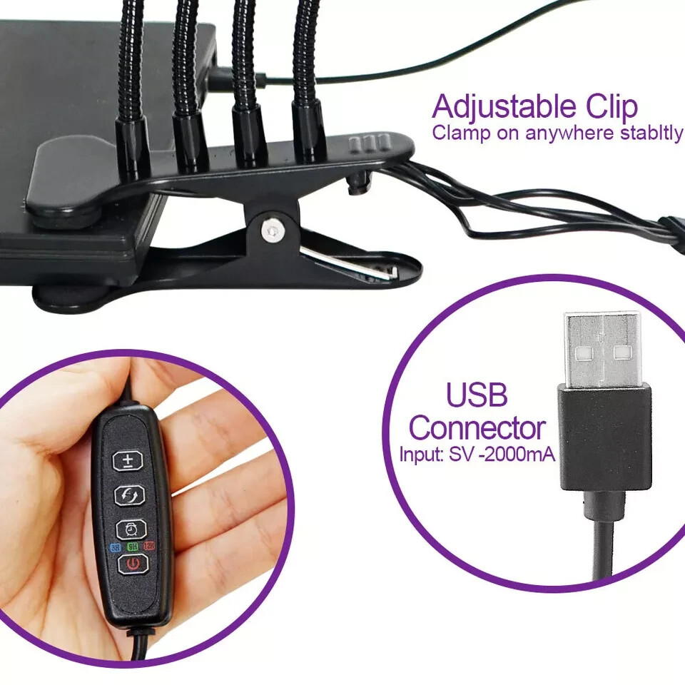 4 Heads LED Grow Light Plant Growing Lamp Light for Indoor Plants Full Spectrum