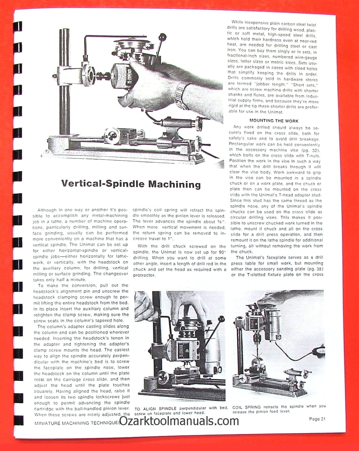 UNIMAT-SL Miniature Machine Lathe Handbook & Techniques Operator's Manual 0729