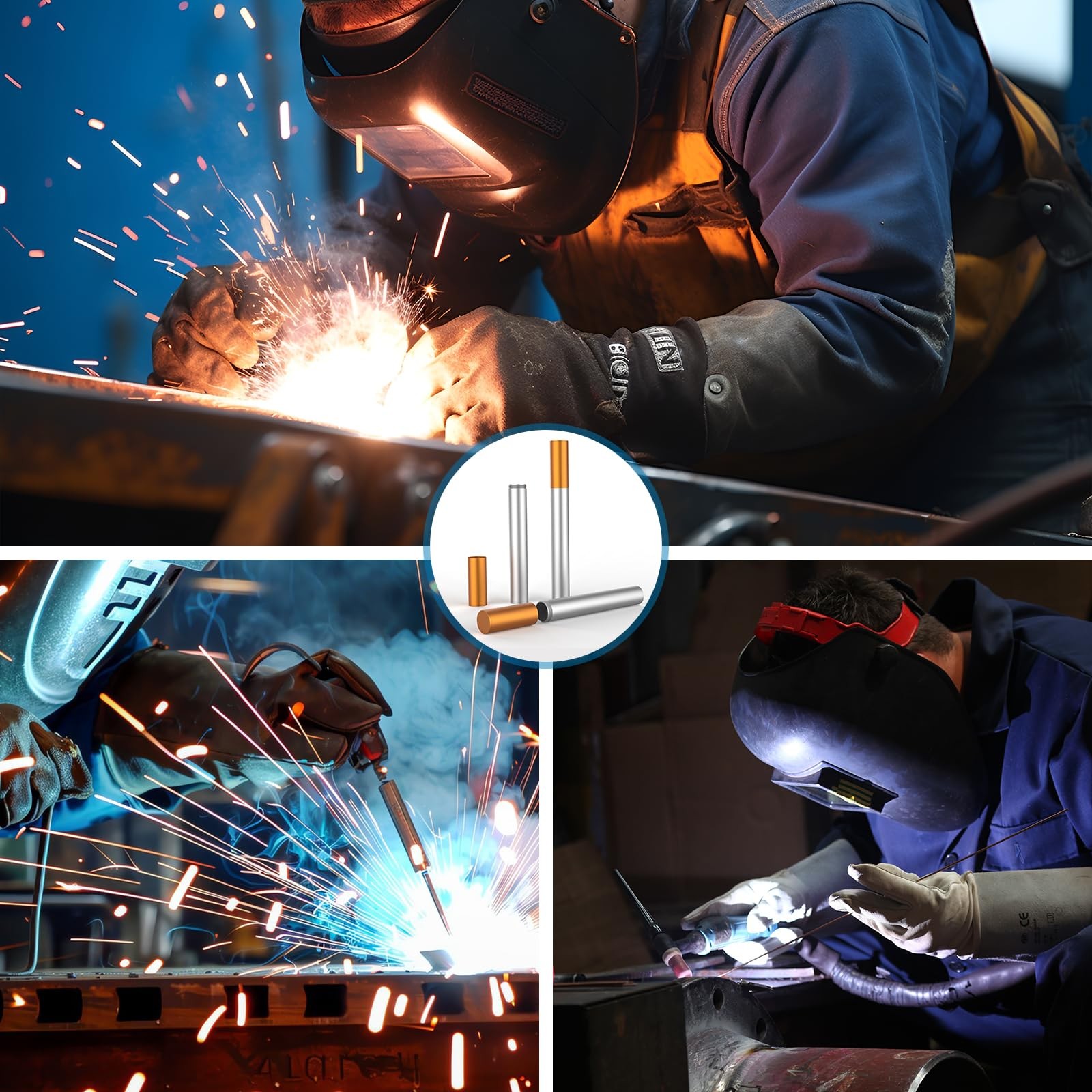 Welding rod storage tube,Ybenlld 14 Inch Metal Rod 14", Silver+orange