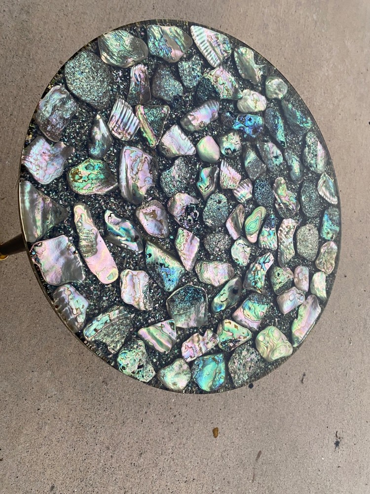 MCM Custom Handmade Large Abalone Shell Side Table Stunning Rare